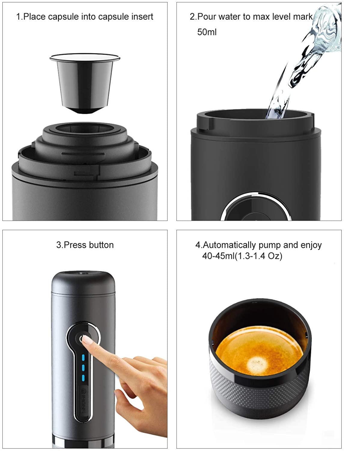 Macchinetta Caffè Espresso Portatile - USB/Auto - Per Viaggi, Campeggio, Ufficio - Foto 9